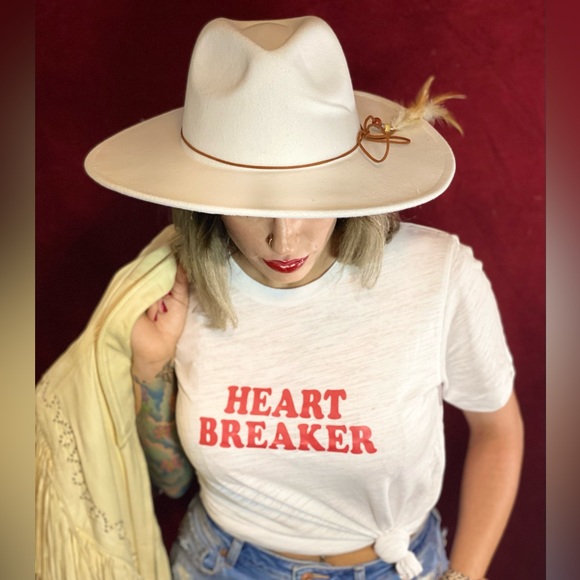 Boho/western White wool feather hat main image 7
